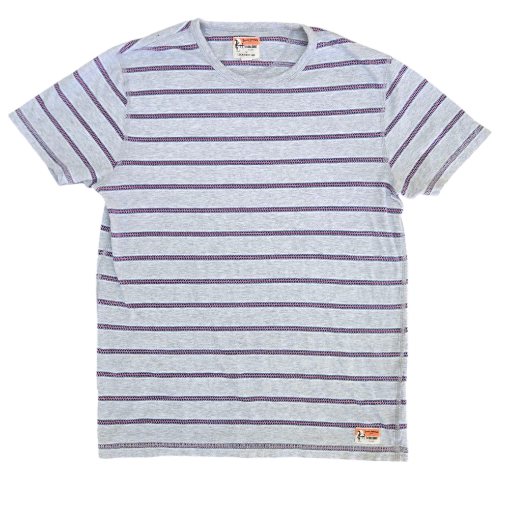 Limited Edition Lucky Brand The Endless Summer Grey Striped Short Sleeve T Shirt